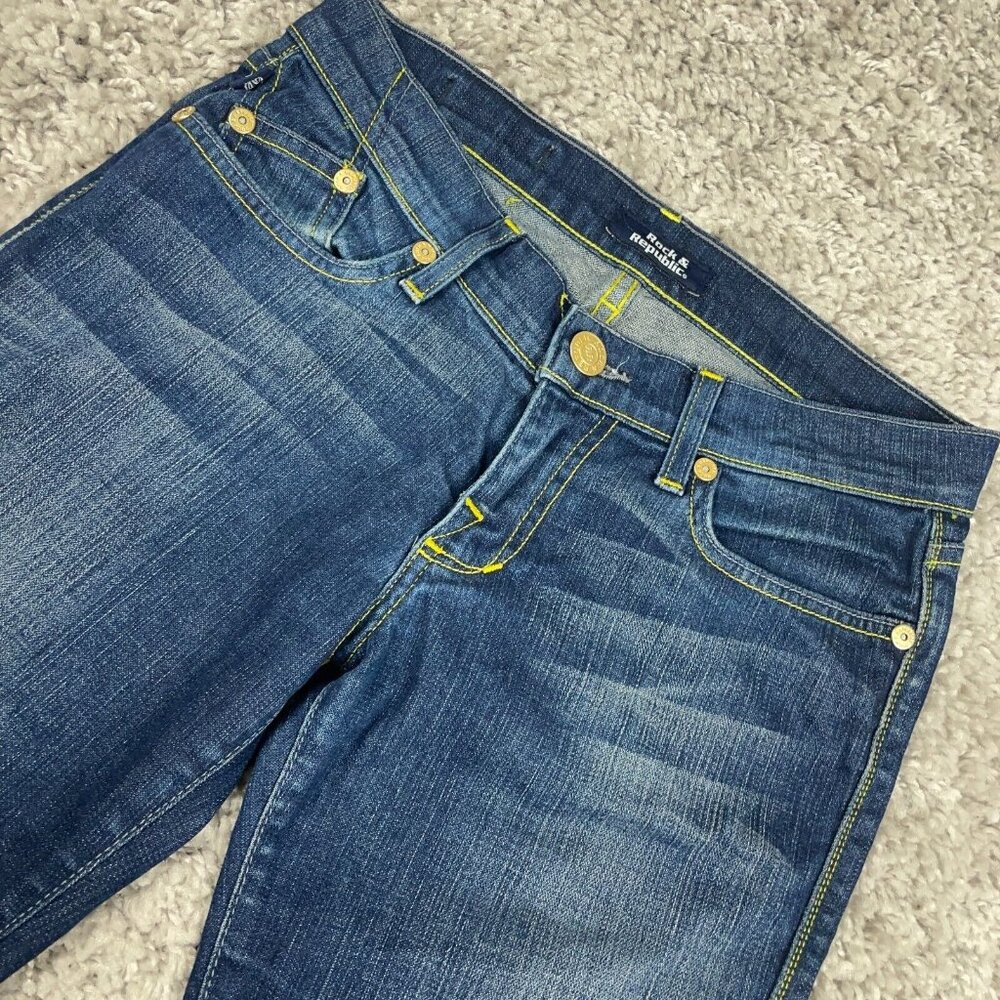 Rock Republic Kurt Jeans Women's 27 (Actual 28x28) Low Rise Bootcut Flap Pockets